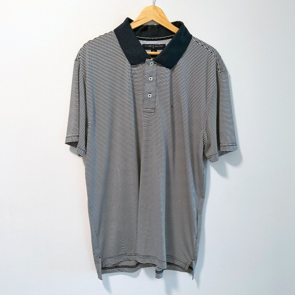 Tommy Hilfiger Performance Golf Polo XL - Navy Blue/White Stripe - LIKE NEW